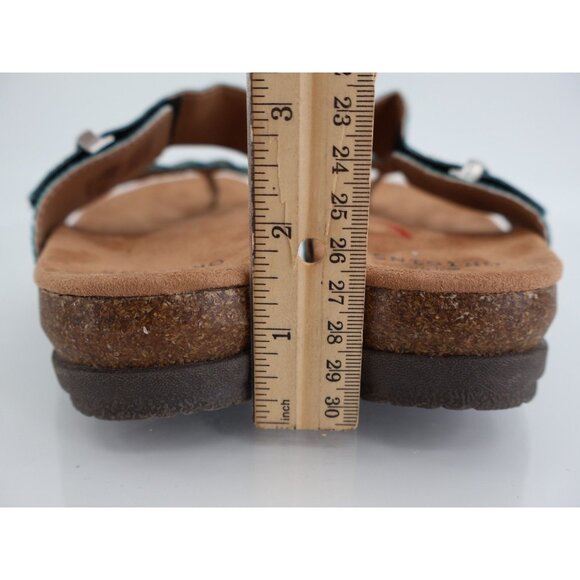 Earth Women's Onida Sandal Size 7 Blue Snake Vegan Braided Toe Post Slides - Picture 6 of 11